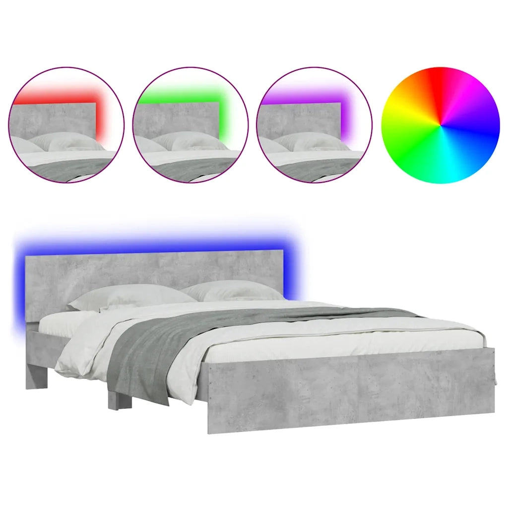 Giroletto con Testiera e LED Grigio Cemento 150x200 cm 3207605