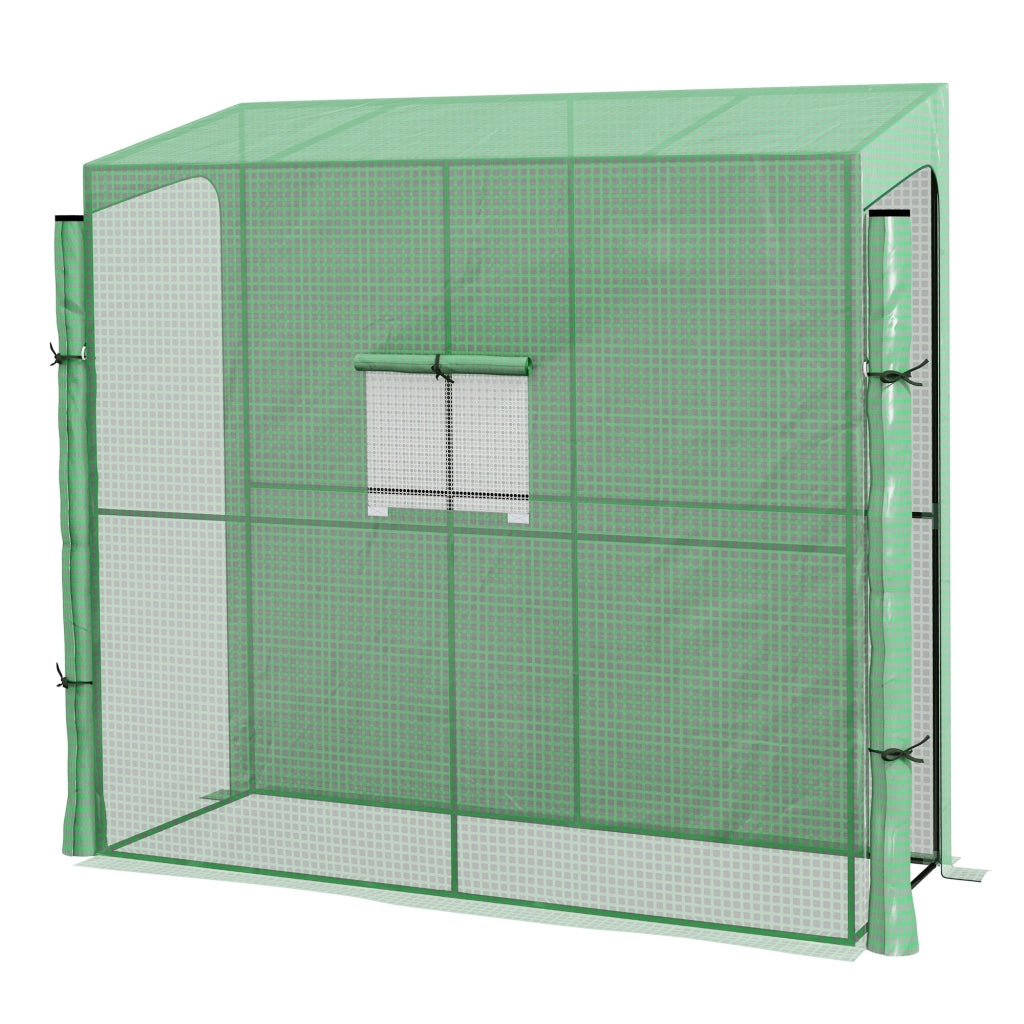 Serra da giardino addossabile a parete con 2 porte e finestra ¨C Xylo ¨C 200x80x200/180 cm