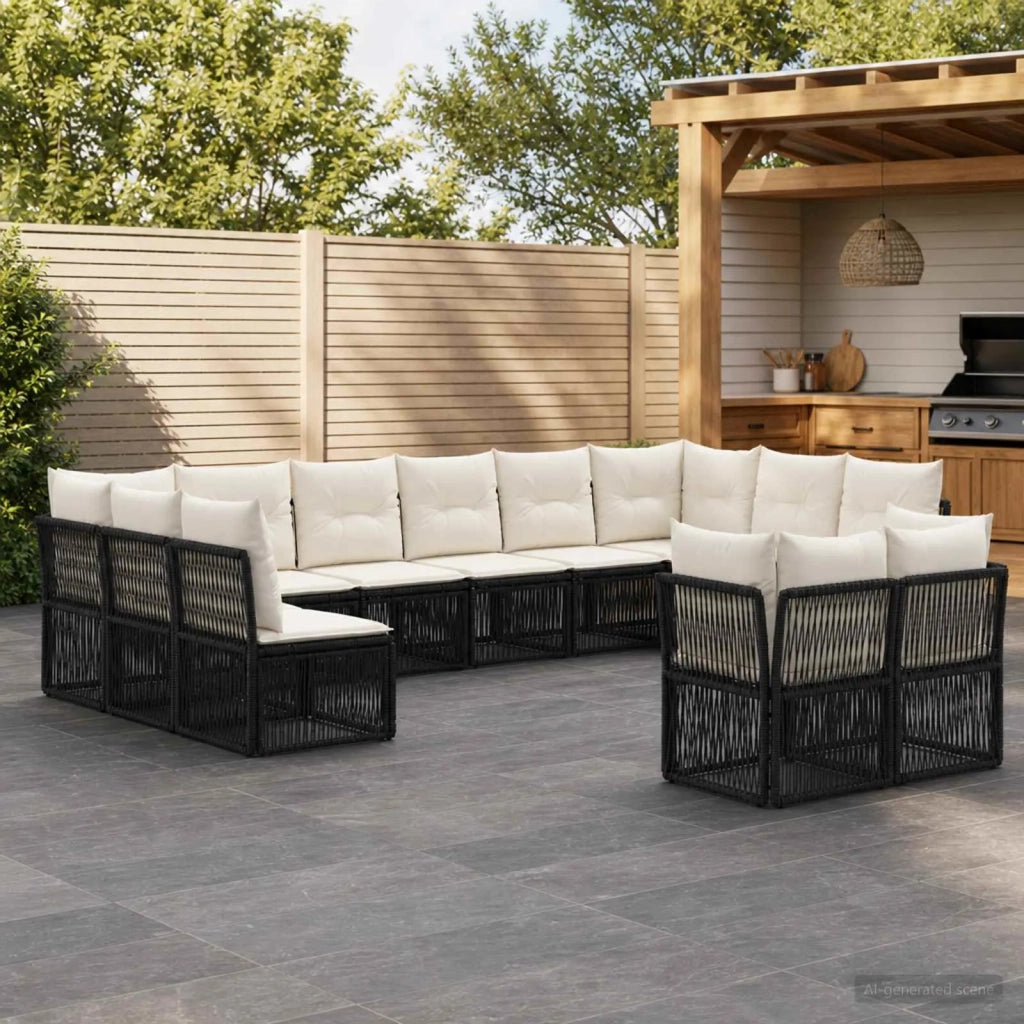 Set Divano da Giardino 12 pz Nero polyrattan 3434398
