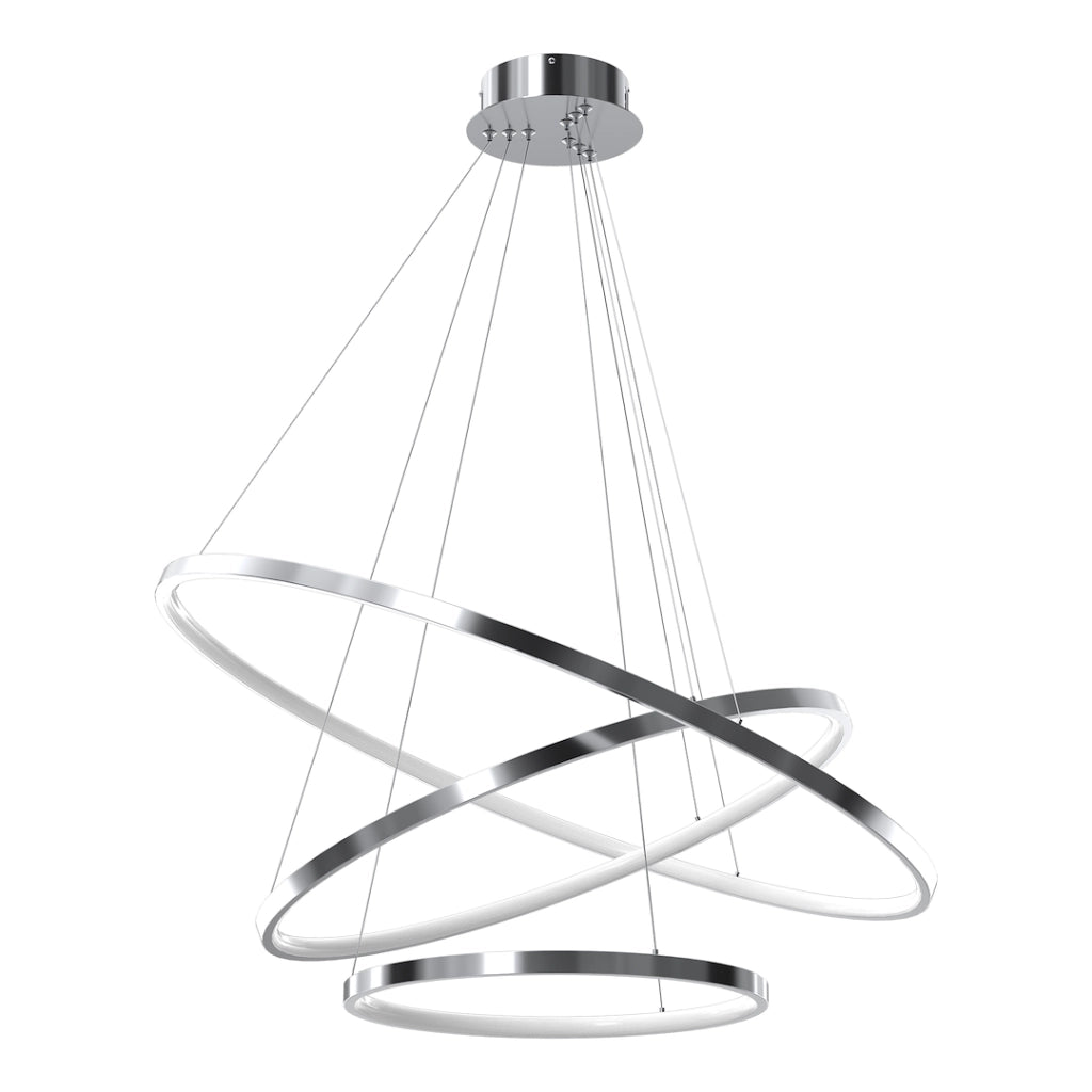 Lampada a sospensione HOOP 3 anelli cromo LED 93W 4000K