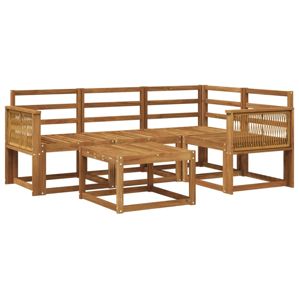 Set di divani da esterno 5 pz Naturale Legno di Acacia Massello 3385195