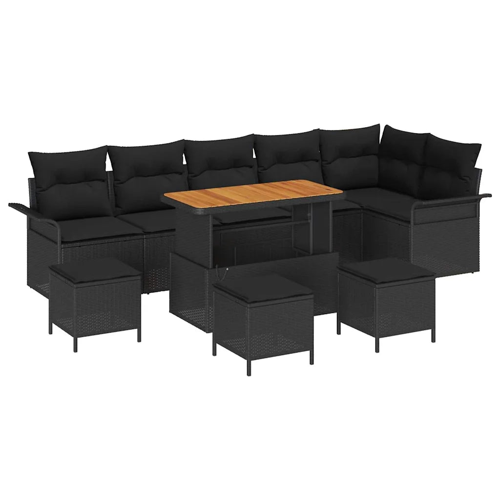 Set Divano da Giardino con cuscino 10 pcs Nero 3364109