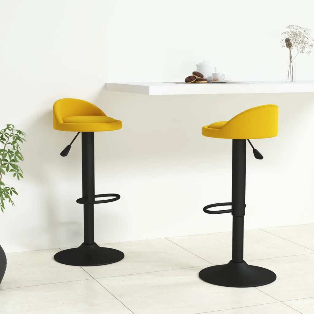 Sgabelli da Bar 2 pz Gialli in Velluto 333608