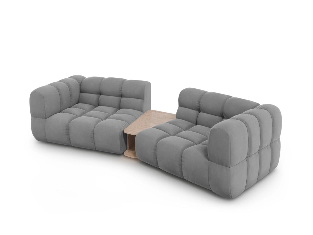 Cosmopolitan Design - Divano modulare "Sky" 2 posti in velluto grigio chiaro 