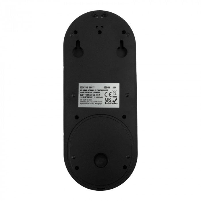 Applique solare LED pieghevole PIR crepusc. IP65 nera