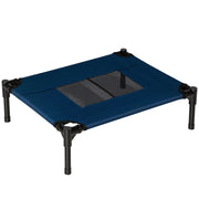 Lettino per Cani Rialzato ¨C Zephmum ¨C Blu Scuro e Nero Acciaio e Tessuto 61x46x18 cm