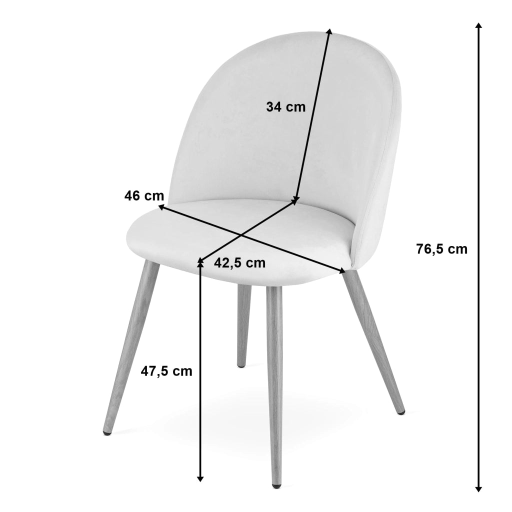 Valora Bello Chair, velluto grigio chiaro, gambe nere, set da 2