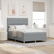 Letto a Sorgente LED Grigio chiaro 140 x 200 cm Tessuto