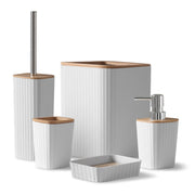 Set accessori bagno bianco in plastica e bambù 5 pezzi – Show