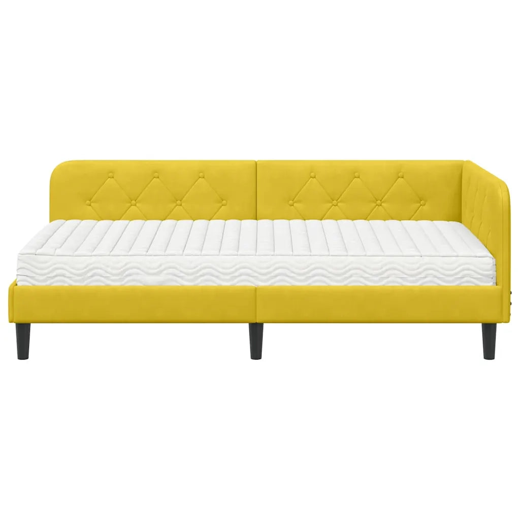 Cornice del letto ad angolo Giallo 90 x 200 cm Velluto
