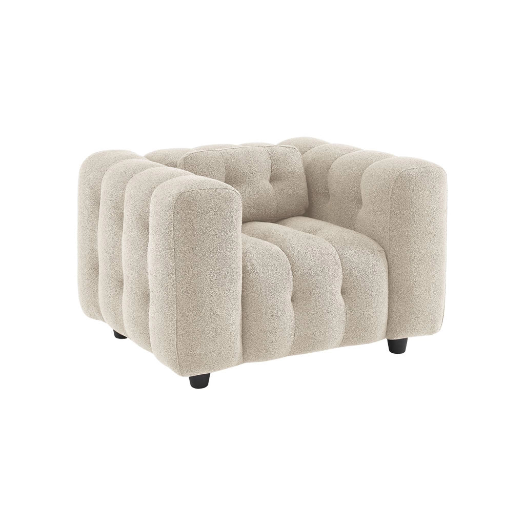 Poltrona imbottita in tessuto bouclé testurizzato, 1 posto, beige