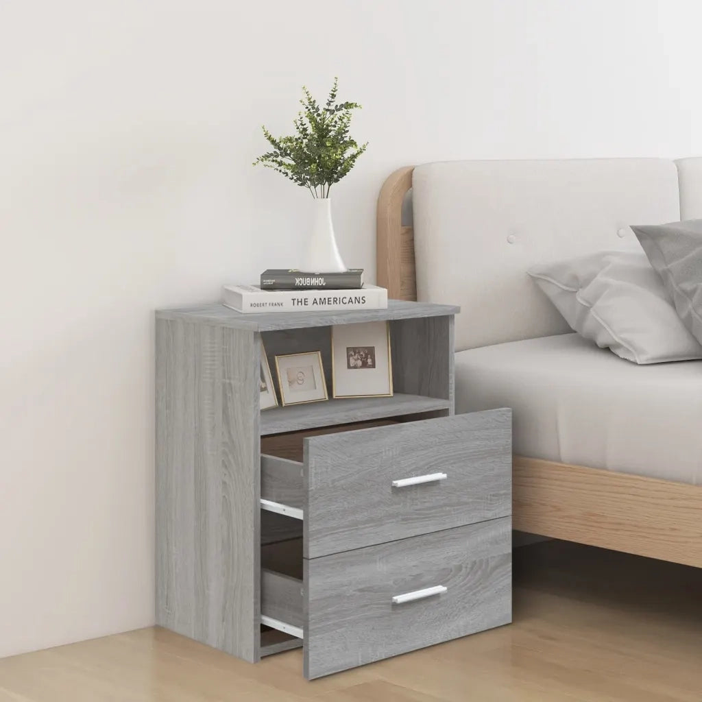 Set di 2 Comodini | Armadio da Notte | Mobiletto da notte Grigio Sonoma 50x32x60 cm