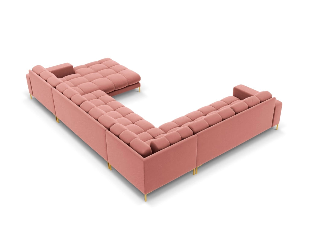 Cosmopolitan Design - Divano panoramico sinistro "Bali" 7 posti in velluto rosa 