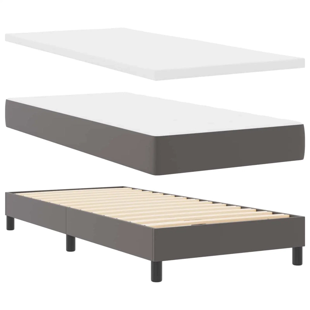 Letto a molle con materasso Grigio 90 x 200 cm Pelle sintetica 3339034
