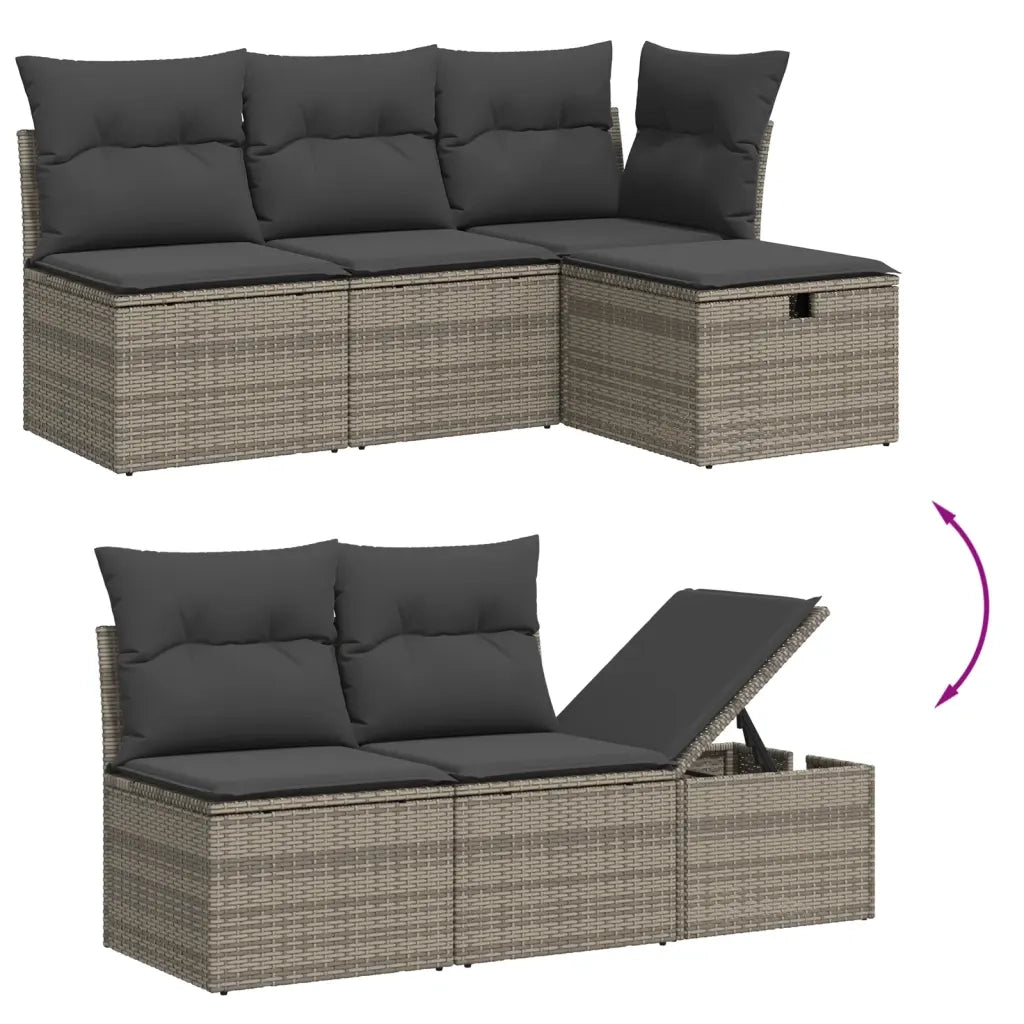 Set Divano da Giardino 8 pz con Cuscini Grigio in Polyrattan