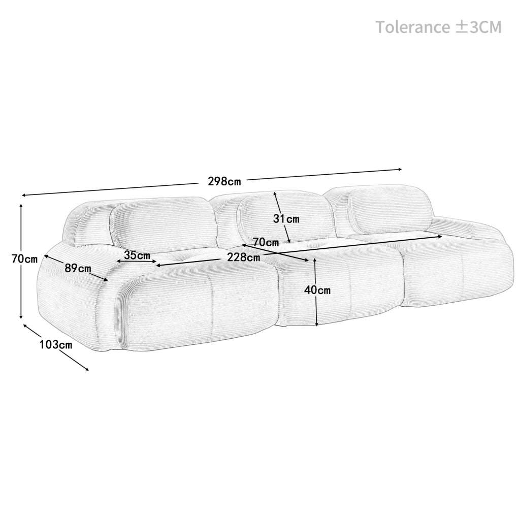 Sofa 3 posti in velluto - Zephmum - Modulare, antiscivolo, senza montaggio