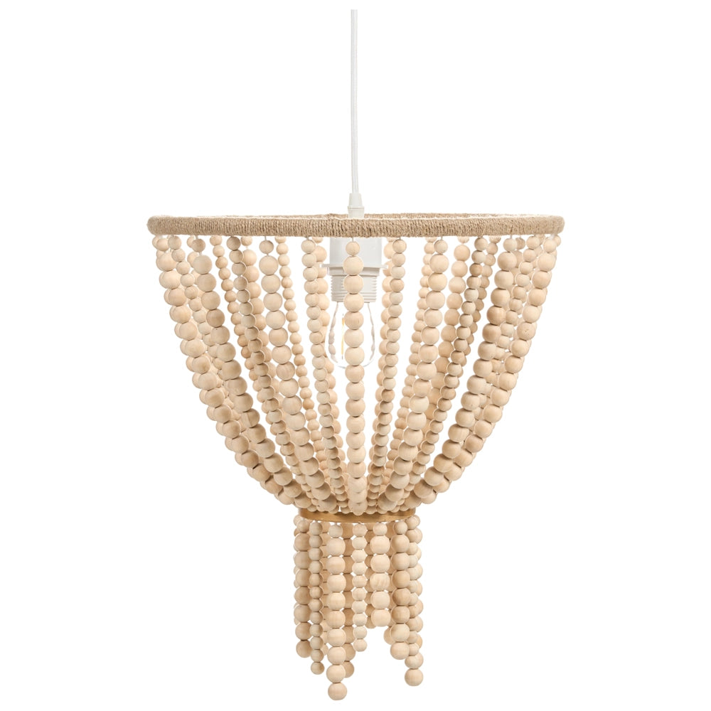 Lampadario perline di legno di gomma marrone stile Boho