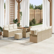 Set Divano da Giardino con cuscino 10 pcs Beige polyrattan