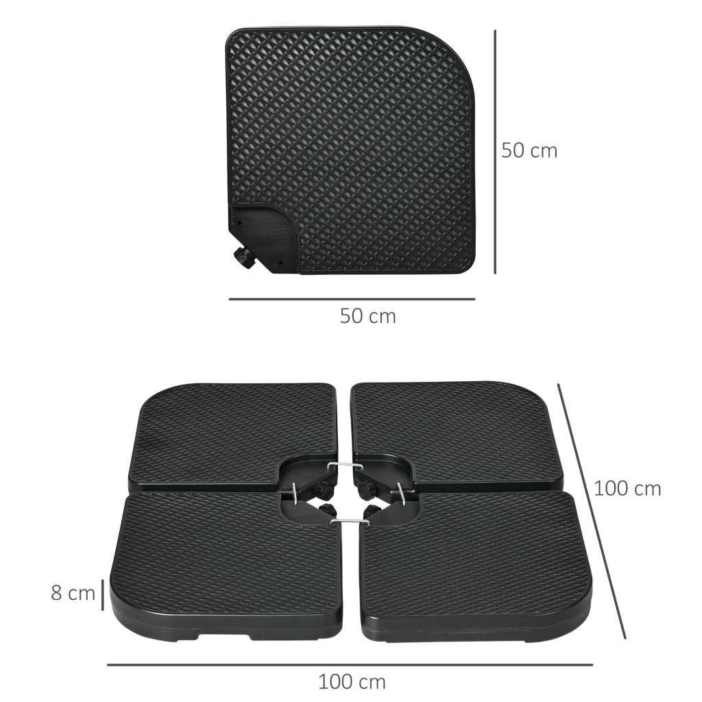Base per ombrellone 4 pezzi riempibile ¨C zephmum ¨C Nero 100x100x8 cm