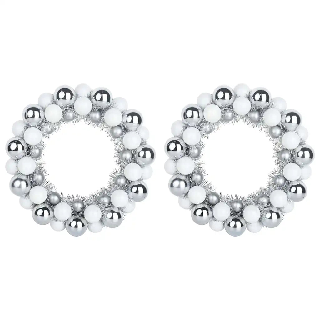 Corone di Palline di Natale 2 pcs Bianco e Argento 42019685