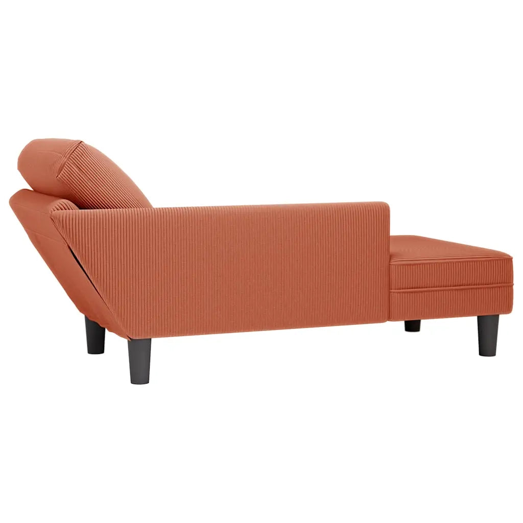 Sdraio con Cuscino Destro in Velluto a Coste Rosso Arancione 4009822