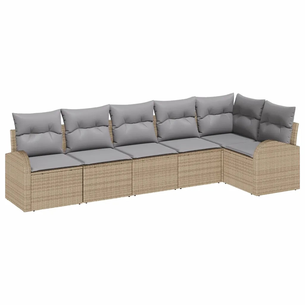 Set Divano da Giardino 6 pcs Beige e Grigio Chiaro polyrattan 3354729