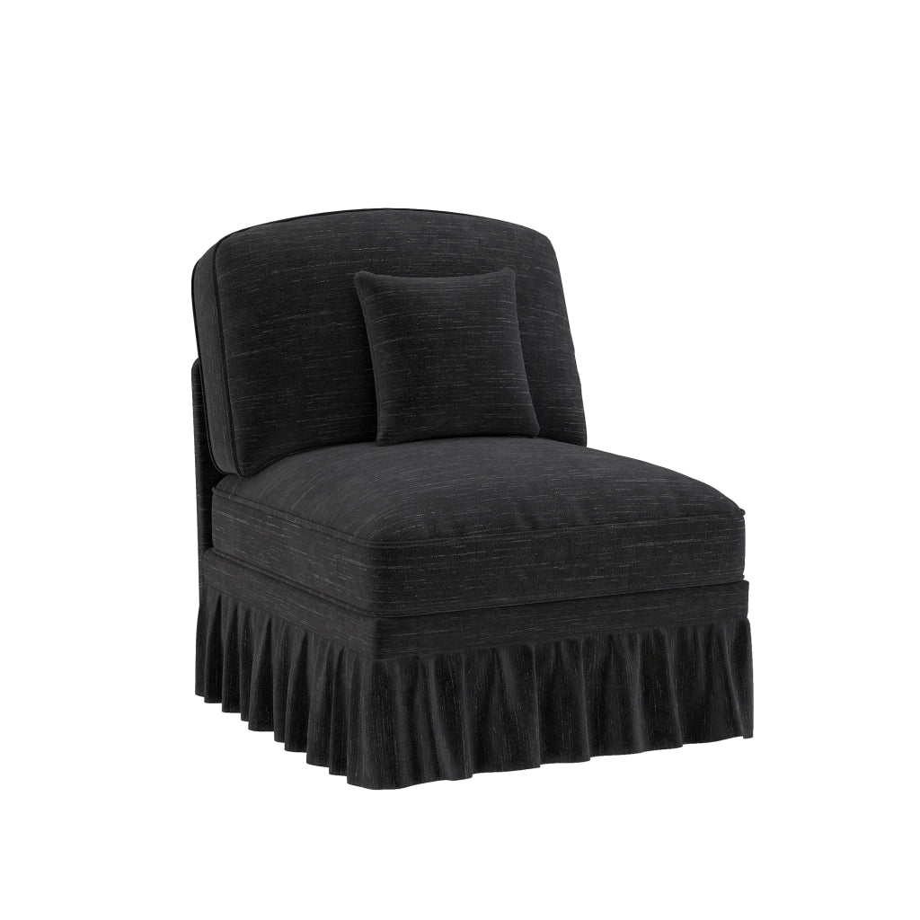 Divano senza braccioli Chenille - Zephmum- 1 cuscino - Nero