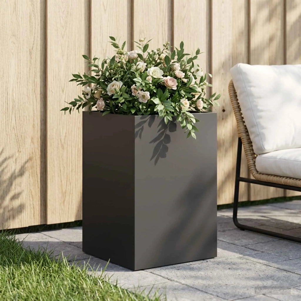 Vaso da giardino Nero 40 x 40 x 60 cm Acciaio laminato a freddo 8005876