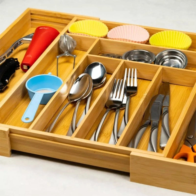 Kinghoff KH-1501 Organizer per cassetti in bambù per utensili da cucina
