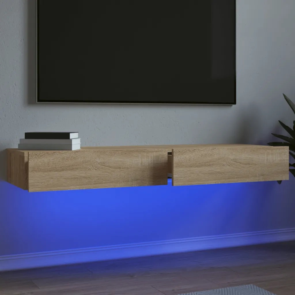 Mobili Porta TV con Luci LED 2pz | Armadietto TV | Mobile Porta TV Rovere Sonoma 60x35x15,5 cm