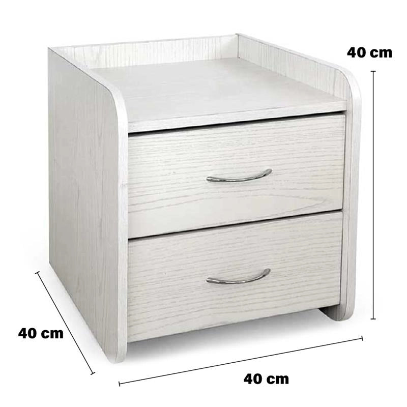 COMODINO DA ARREDO CON 2 CASSETTI 40X40X40CM COLORE BIANCO