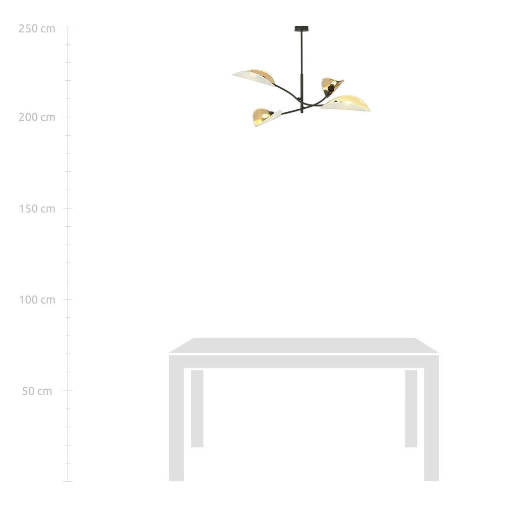 Plafoniera Emibig Lotus 4 luci E14 bianco oro 102cm