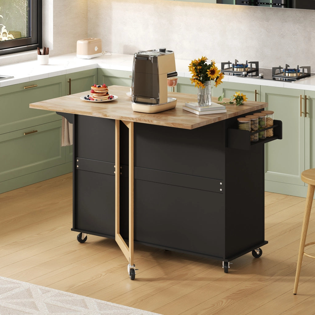 CREDENZA DA CUCINA PIEGHEVOLE 137x43(76)x92 CM NERA IN MDF
