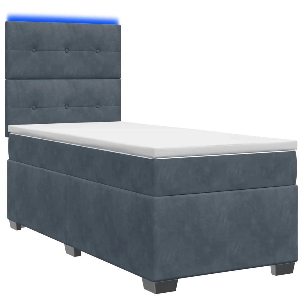 Letto con Box Spring, Materasso e LED Grigio Scuro 90 x 190 cm 3455189