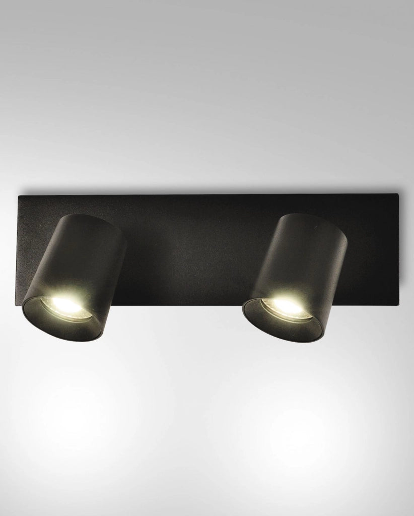 MODO  SPOT NERO 2 LUCI ALLUMINIO SPAZZOLATO ORIENTABILE  ATTACCO GU10 IP20