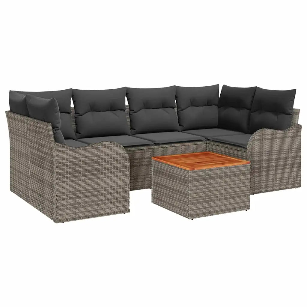 Set Divano da Giardino 7 pcs Grigio polyrattan 3356074