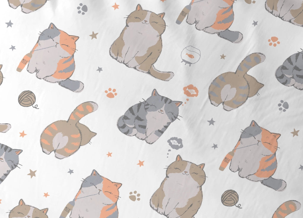 Sacco Copripiumino In 100% Cotone Made Italy Disegno Gatti 25GI - Matrimoniale - Gatti 25GI
