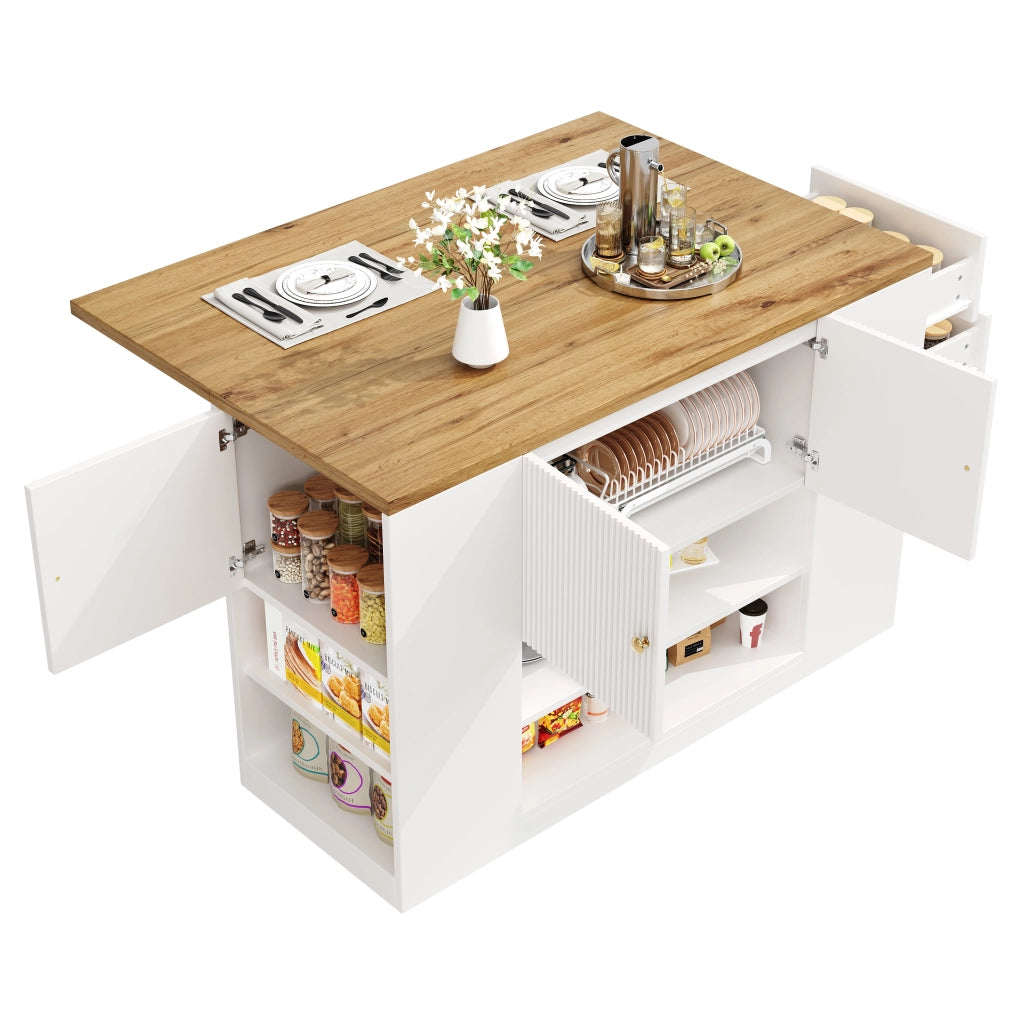 Isola cucina moderna - Zephmum- Bianco con cassetti e ripiani