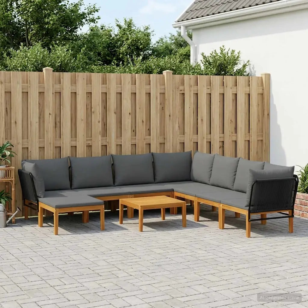 9 pcs Legno massiccio di acacia e corda Naturale 3407754