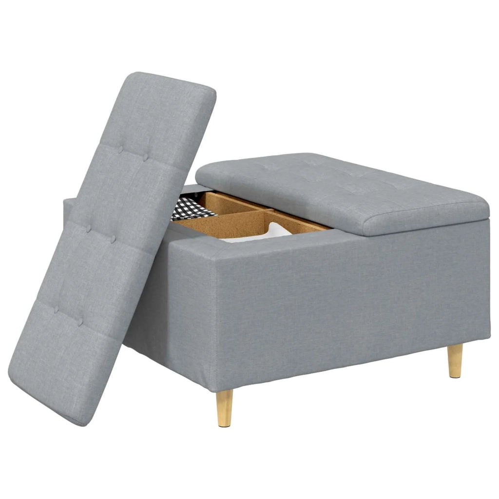 Pouf contenitore Grigio chiaro 80 x 80 x 45 cm Tessuto 876833