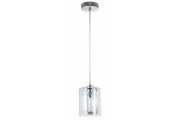 Lampada a sospensione cromata Tesh doppio vetro E14 40W Reality