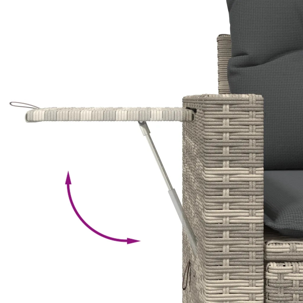 Divano da Giardino con Cuscini 2 Posti Grigio Chiaro Polyrattan 366185