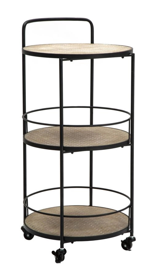 Carrello porta oggetti per interni, metallo e legno 40x41,5x82cm nero e marrone Arex