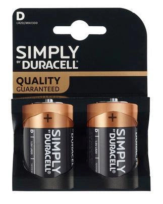 DURACELL SIMPLY BATTERIA MEZZA TORCIA D 2 PZ