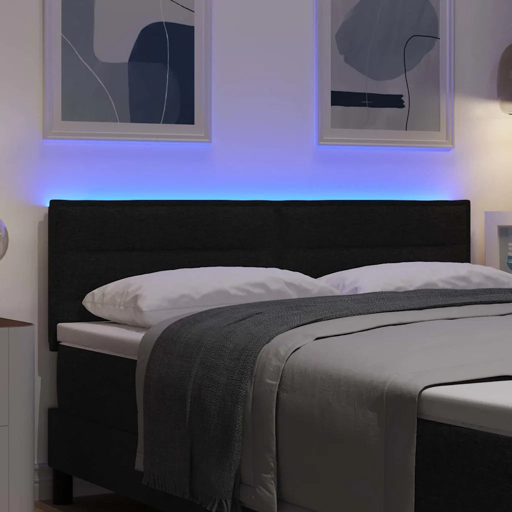 Testiera LED con strisce LED con testiera Nero 144 cm Tessuto 3337987