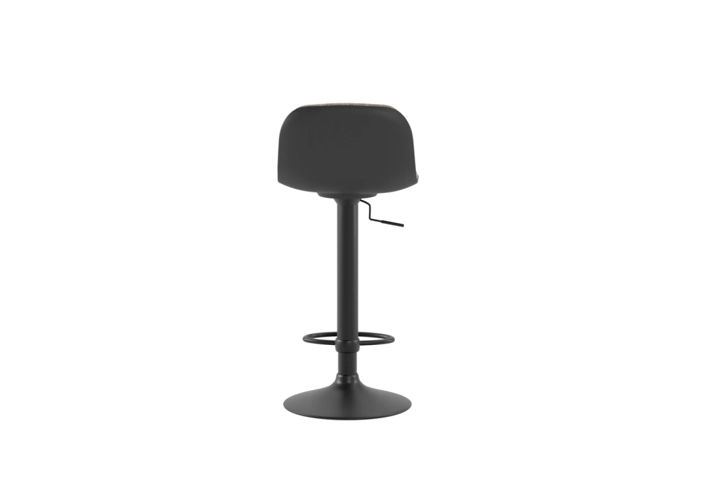Sgabello Moderno Teo con Alzata a Gas, Rivestimento in Microfibra Beige e Struttura in Metallo Nero, Seduta Regolabile in Altezza