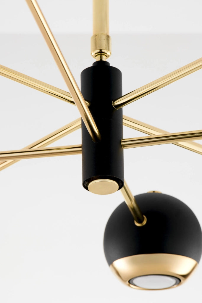 Lampada a sospensione MOKA Jupiter oro/nero 8 luci G9+GU10