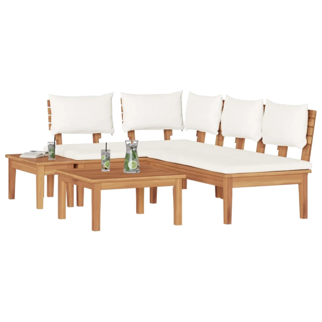 Set Divano da Giardino 4 pcs Marrone e Crema