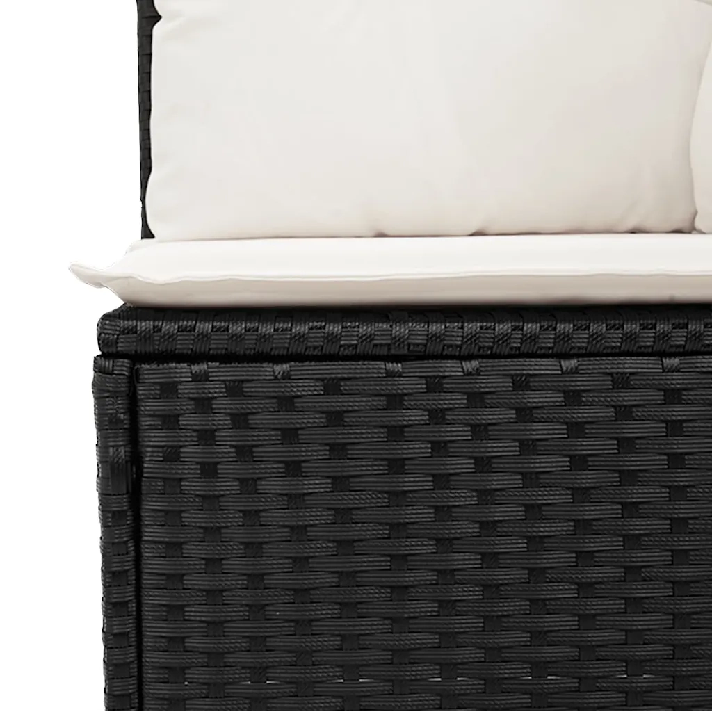 Set Divano da Giardino 6 pz con Cuscini Nero in Polyrattan 3325272