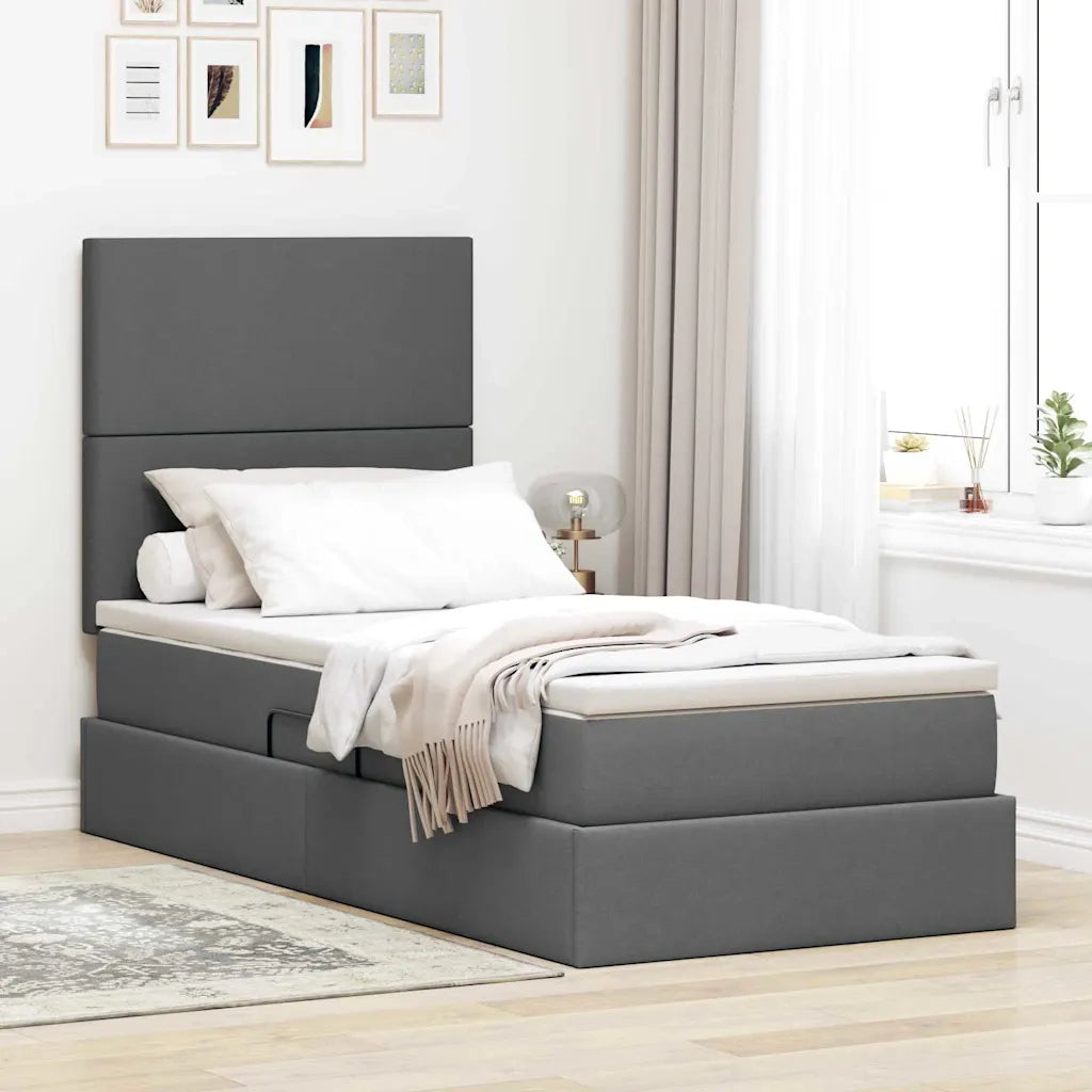 Letto con contenitore e materasso Grigio scuro 100 x 200 cm 3371698